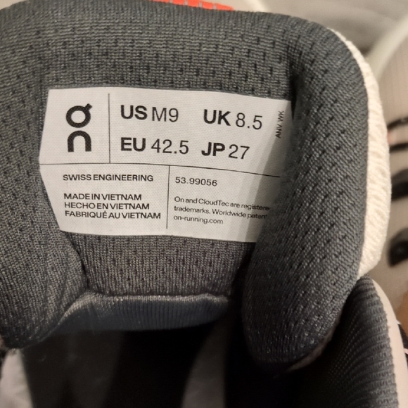 On Running White and Orange Sneakers - Picture 8 of 10